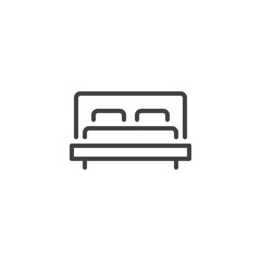 Double Bed outline icon. linear style sign for mobile concept and web design. Hotel double room simple line vector icon. Symbol, logo illustration. Pixel perfect vector graphics