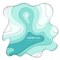 Blue abstract layout - vector paper cut illustration