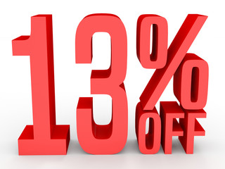 Thirteen percent off. Discount 13 %.