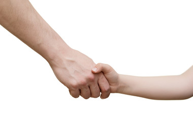 Man and young boy handshake