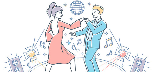 Partner dance - modern line design style illustration