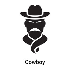 Cowboy icon vector sign and symbol isolated on white background, Cowboy logo concept