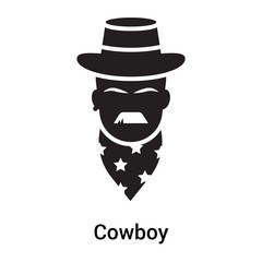 Cowboy icon vector sign and symbol isolated on white background, Cowboy logo concept
