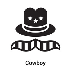 Cowboy icon vector sign and symbol isolated on white background, Cowboy logo concept
