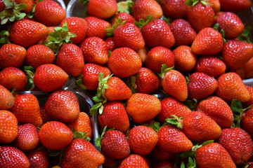 Background from freshly harvested red strawberries