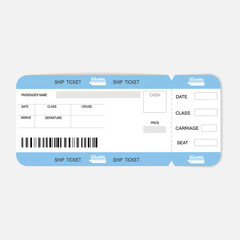 Sea cruise ship boarding pass or ticket template. - obrazy, fototapety, plakaty