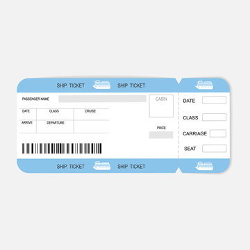 Sea cruise ship boarding pass or ticket template.
