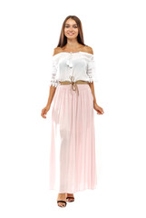 woman on white space 