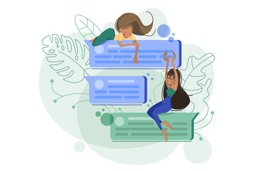 Girls chatting discussion and communication