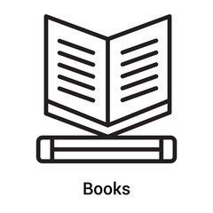 Books icon vector sign and symbol isolated on white background, Books logo concept