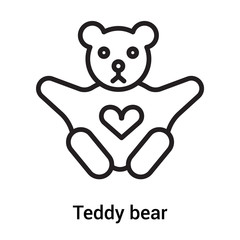 Teddy bear icon vector sign and symbol isolated on white background, Teddy bear logo concept