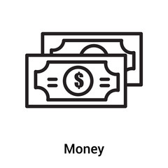 Money icon vector sign and symbol isolated on white background, Money logo concept