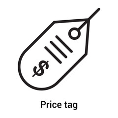 Price tag icon vector sign and symbol isolated on white background, Price tag logo concept