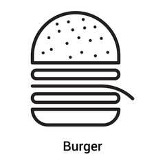 Burger icon vector sign and symbol isolated on white background, Burger logo concept