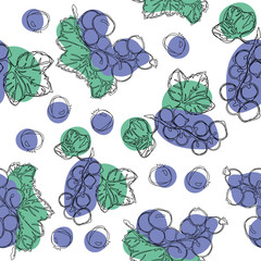 Black currant hand draw seamless pattern. Good for textile, wrapping paper. Background design for tea, ice cream, natural cosmetics, candy and bakery.