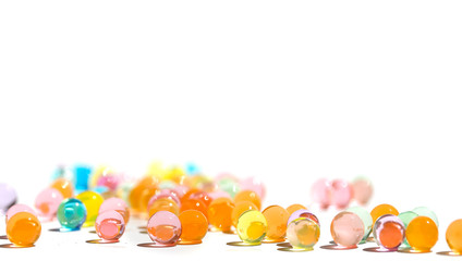 Fototapeta na wymiar Colorful jelly glass ball closeup photo isolated on white background