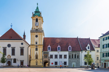 Fototapeta na wymiar Bratislava, Slovakia - May 24, 2018: Old town hall Bratislava