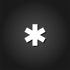 Medical icon flat. Simple White pictogram on black background with shadow. Vector illustration symbol
