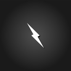 Fototapeta na wymiar Thunder icon flat. Simple White pictogram on black background with shadow. Vector illustration symbol