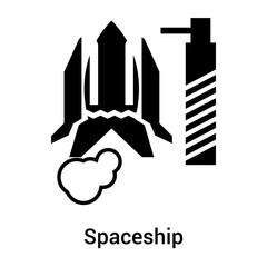 Spaceship icon vector sign and symbol isolated on white background, Spaceship logo concept