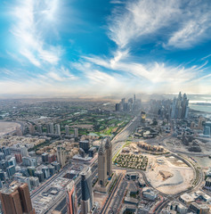 Aerial view of Downtown Dubai, United Arab Emirates