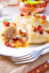 Delicious Cepelinai, a specialty Lithuanian and Polish cuisine.