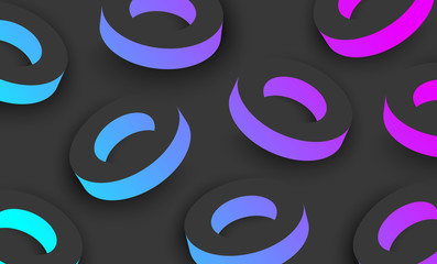 Grey background with colour geometric 3d rings.