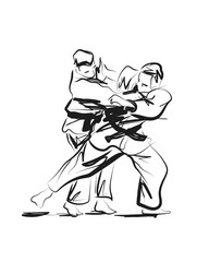 Vector sketch competing judo - obrazy, fototapety, plakaty