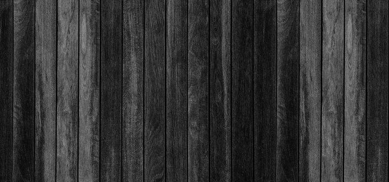 Panorama of black wood planks background