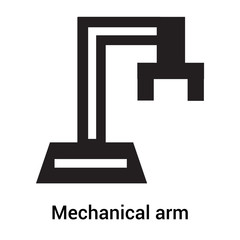 Mechanical arm icon vector sign and symbol isolated on white background, Mechanical arm logo concept