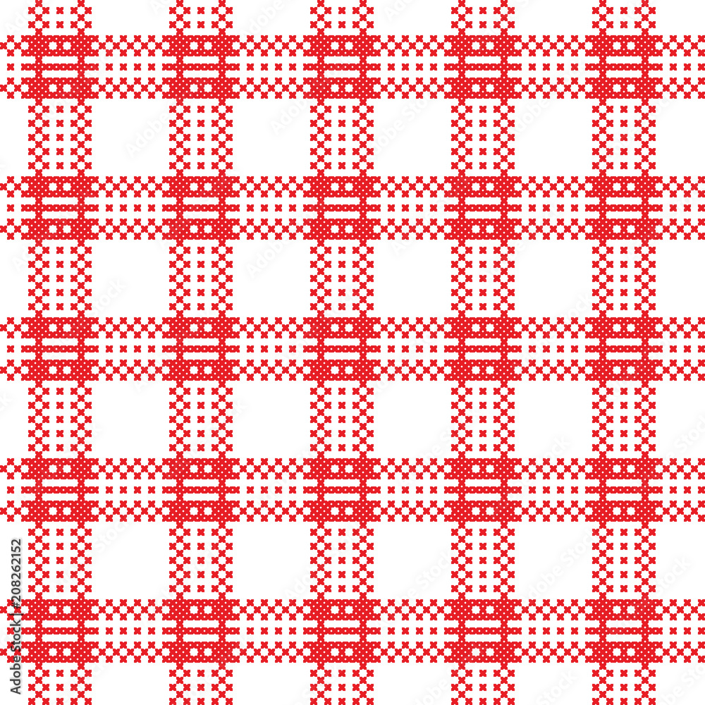 Poster embroidered good like old handmade cross-stitch pattern. seamless ornament in vector for serviette o