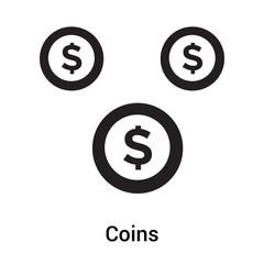 Coins icon vector sign and symbol isolated on white background, Coins logo concept