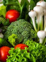 Assortment of fresh vegetables close up.