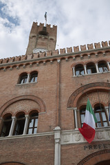 Treviso, Italy - May 29, 2018: View of Palazzo del Podesta and Torre Civica.