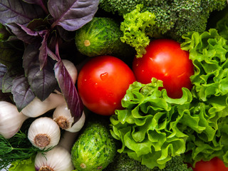 Assortment of fresh vegetables close up.