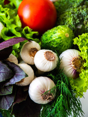 Assortment of fresh vegetables close up.