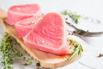 Fresh tuna fillets