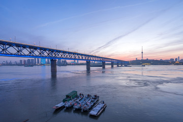 wuhan yangtze river bridge at hubei province, China, it is the first yangtze river bridge.