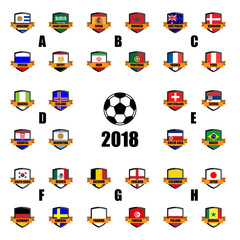 Set of All Nation team Football Badge 3D vector Designed illustration. Football tournament 2018.