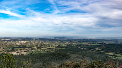 View from Santuari de Consolacio near San Joan over The south east of Mallorca