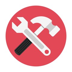 Wrench and hammer flat icon