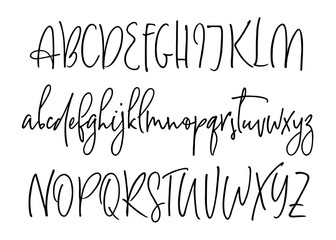 Ballpen lettering vector alphabet. Uppercase and lowercase handwritten letters. Modern calligraphy, vector illustration.