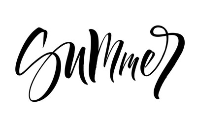 Obraz premium Summer lettering. Handwritten modern calligraphy, brush painted letters. Inspirational text, vector illustration. Template for banner, poster, flyer, greeting card, web design or photo overlay