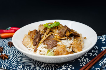 Tasty Vietnamese food Bo bun rice vermicelli