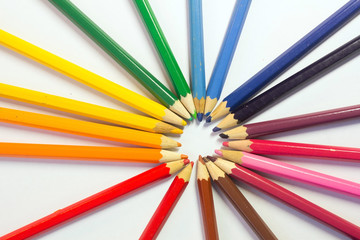 Fototapeta premium Color pencils on a white background