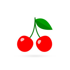 Cherry icon, Vector isolated color flat symbol