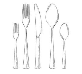 Set of cutlery. Sketch. Vector illustration - 208269516