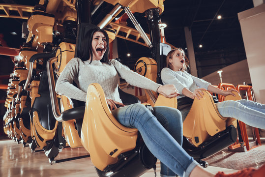 Image of shocked excited two women friends