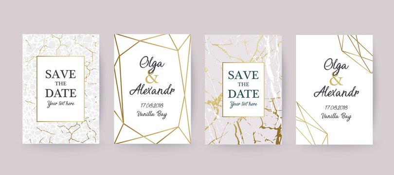 Marble  Texture Background With Geometric Frame And Gold. Modern Design For Wedding Card, Invitation, Birthday, Cover, Flyer, Brochure. Luxury Branding Identity. 