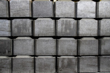 Four rows of concrete foam blocks